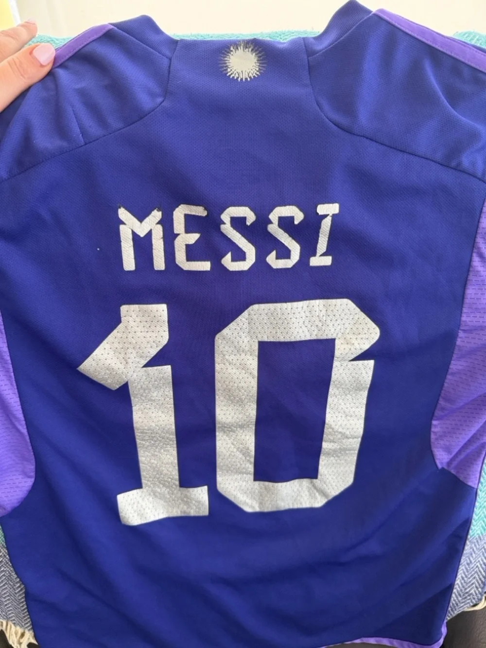 adidas Messi #10 Purple and Light Purple Men's Soccer Jersey